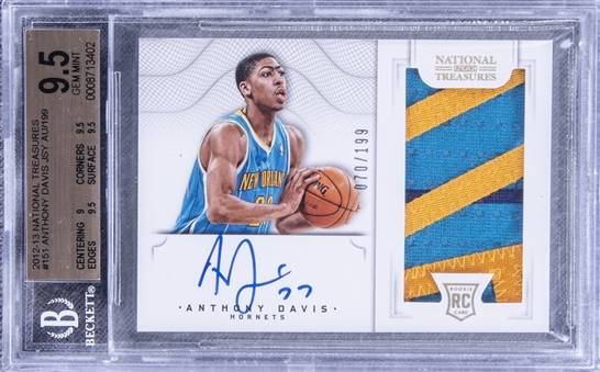 2012-13 Panini National Treasures #151 Anthony Davis Rookie Patch Autograph RPA Card (#070/199) – BGS GEM MINT 9.5/BGS 10 